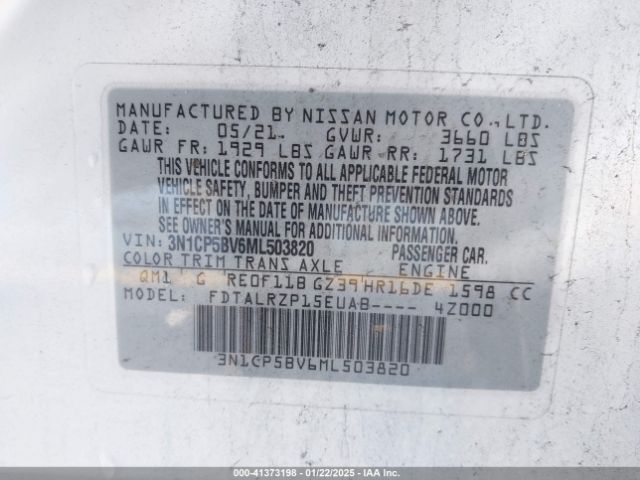 3N1CP5BV6ML503820 Nissan Kicks S Xtronic Cvt