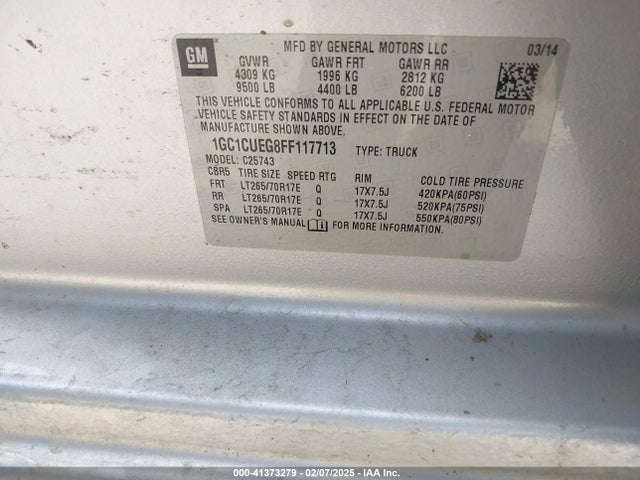 Chevrolet Silverado 2500hd Wt 2015 1GC1CUEG8FF117713 Image 9