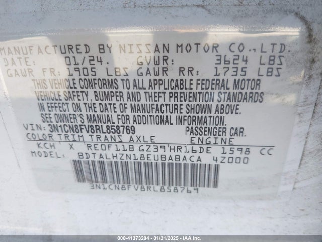 3N1CN8FV8RL858769 Nissan Versa 1.6 Sr