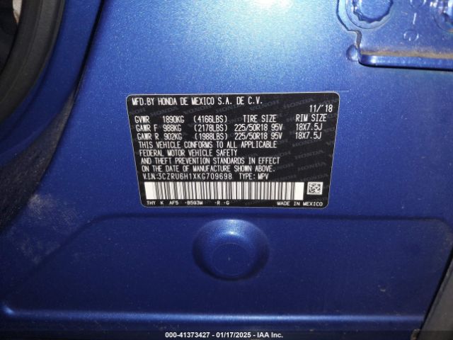 3CZRU6H1XKG709698 Honda HR-V SPORT