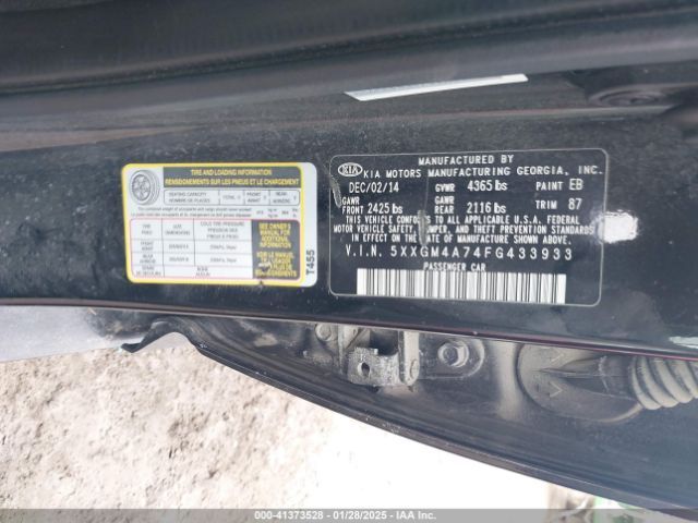 5XXGM4A74FG433933 KIA Optima Lx