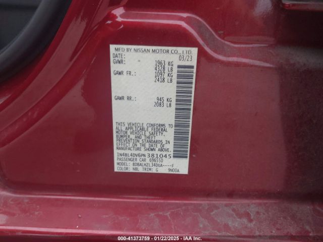 1N4BL4DV6PN381045 Nissan Altima Sv Fwd