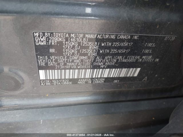 2T3H1RFV8LW089341 Toyota RAV4 LE