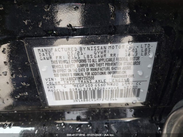 3N1AB8CV1MY292566 Nissan Sentra Sv Xtronic Cvt