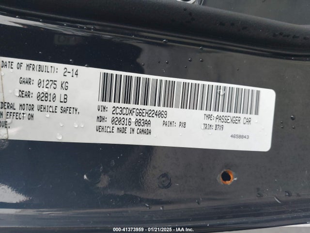 2014 Dodge Charger Se მანქანა იყიდება აუქციონზე, vin: 2C3CDXFG6EH224069, აუქციონის ნომერი: 41373959