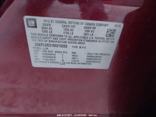 2GKFLUE31G6216263 GMC Terrain Slt