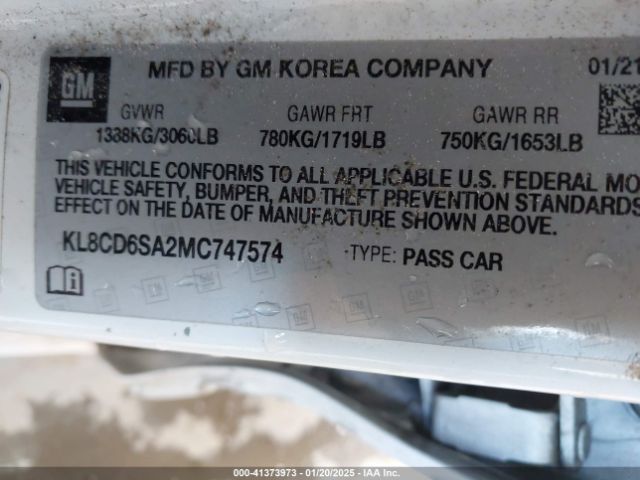 KL8CD6SA2MC747574 Chevrolet Spark Fwd 1lt Automatic