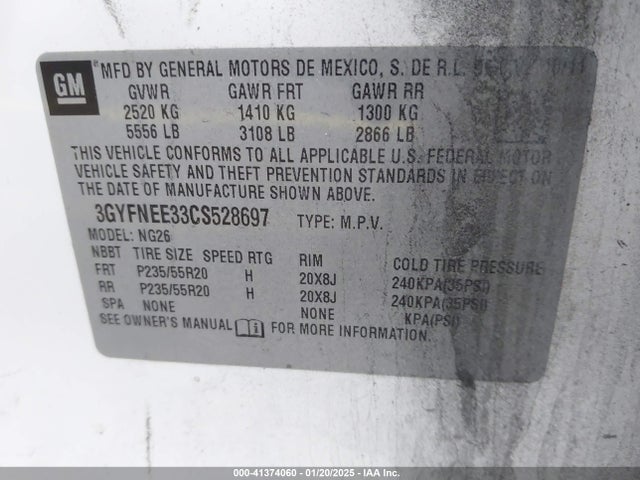 2012 CADILLAC SRX 3GYFNEE33CS528697 Photo 8