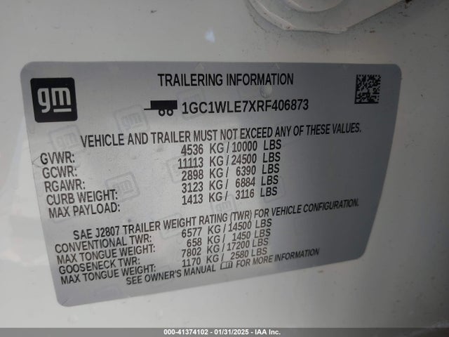 1GC1WLE7XRF406873 Chevrolet Silverado 2500hd 2wd  Long Bed Work Truck