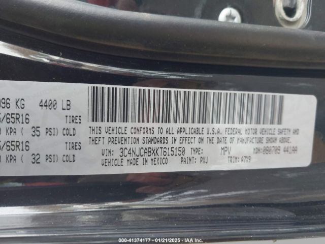 3C4NJCABXKT615150 Jeep Compass Sport Fwd
