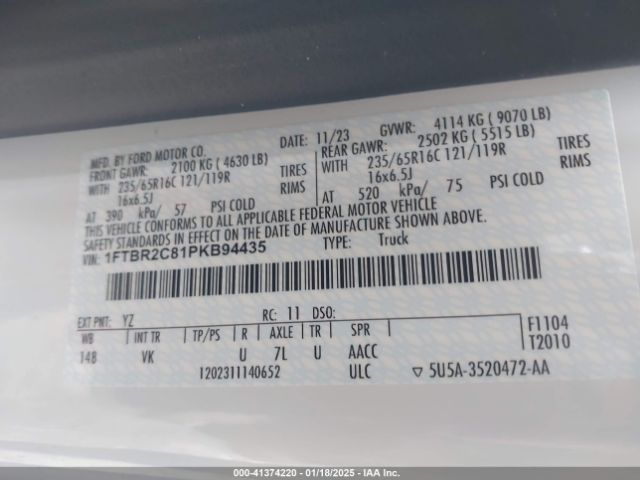 1FTBR2C81PKB94435 Ford Transit-250 Cargo Van