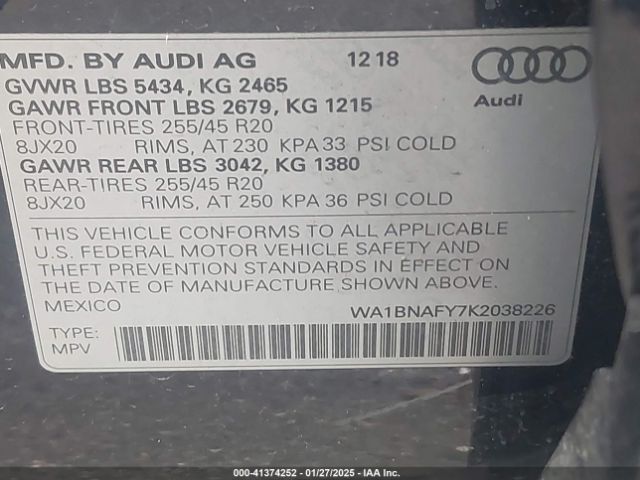 WA1BNAFY7K2038226 Audi Q5