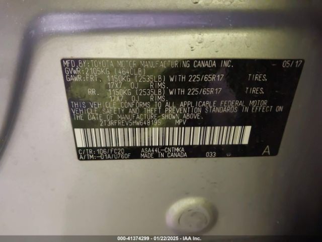 2T3RFREV5HW648195 Toyota Rav4 Xle