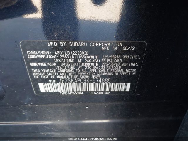 JF2SKAPC9KH574885 Subaru Forester Sport