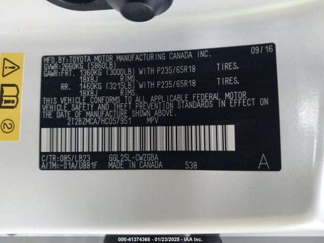 2T2BZMCA7HC057951 Lexus RX 350