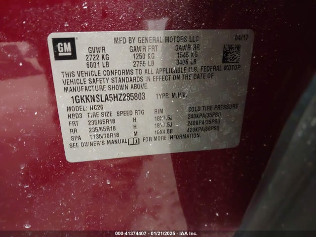 1GKKNSLA5HZ285803 GMC Acadia Sle-2