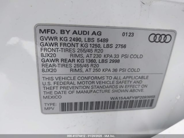 2023 AUDI Q5 SPORTBACK WA15AAFY9P2093955 Photo 8