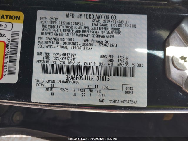 Ford Fusion Plug-in Hybrid Titanium 2020 3FA6P0SU1LR101015 Image 9