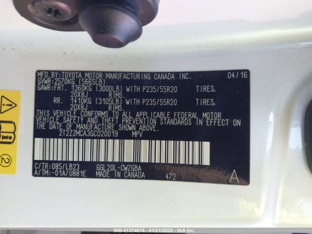 2T2ZZMCA3GC020019 Lexus RX 350