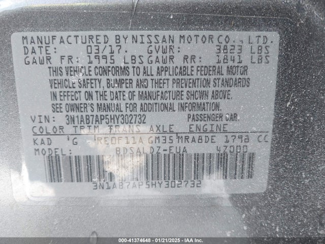 3N1AB7AP5HY302732 Nissan SENTRA SV