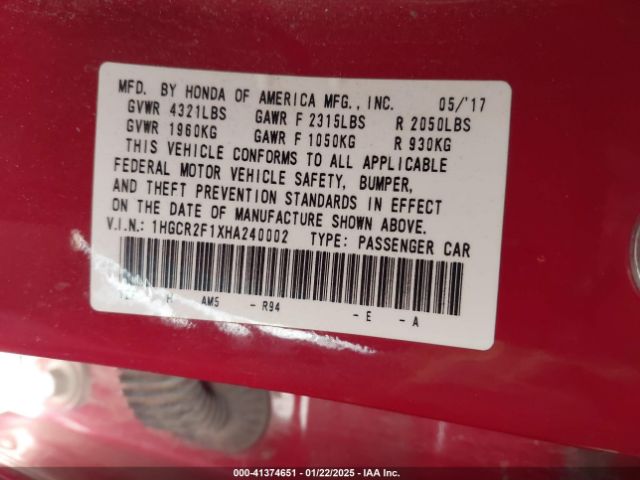 1HGCR2F1XHA240002 Honda Accord Sport Se
