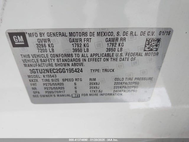3GTU2NEC2GG195424 GMC Sierra 1500 Slt