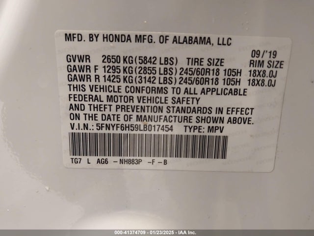 Honda Pilot Awd Ex-l 2020 5FNYF6H59LB017454 Image 9