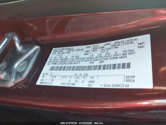 Ford ESCAPE SE 2018 1FMCU0GD6JUB15217 Image 9