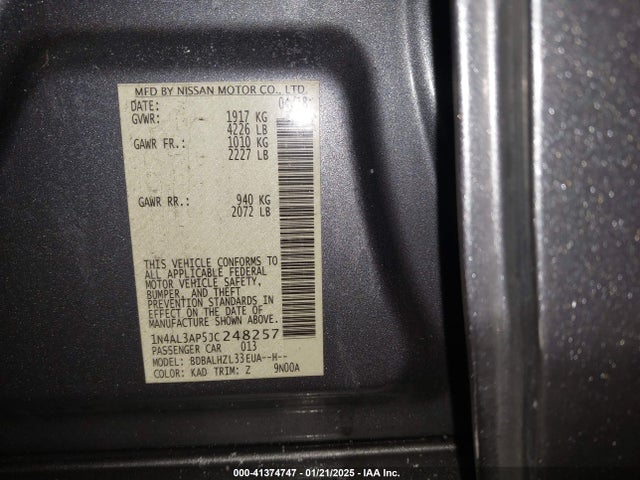 1N4AL3AP5JC248257 Nissan Altima 2.5 Sr
