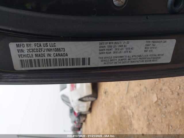 2C3CDZFJ1NH108673 Dodge Challenger R/t Scat Pack