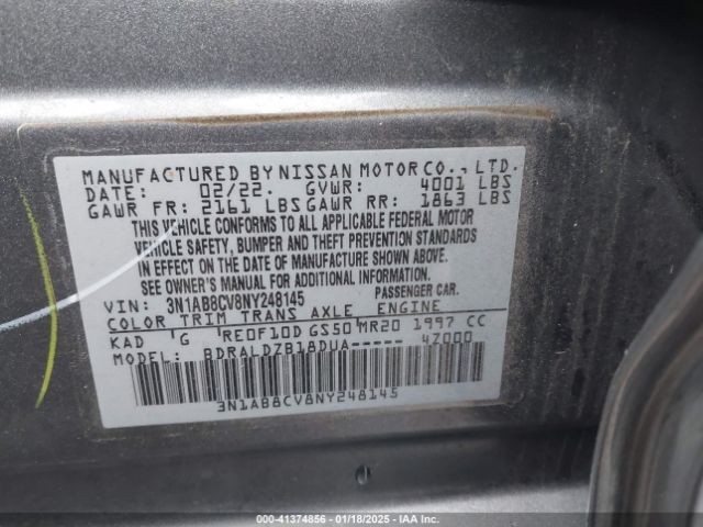 3N1AB8CV8NY248145 Nissan Sentra Sv Xtronic Cvt