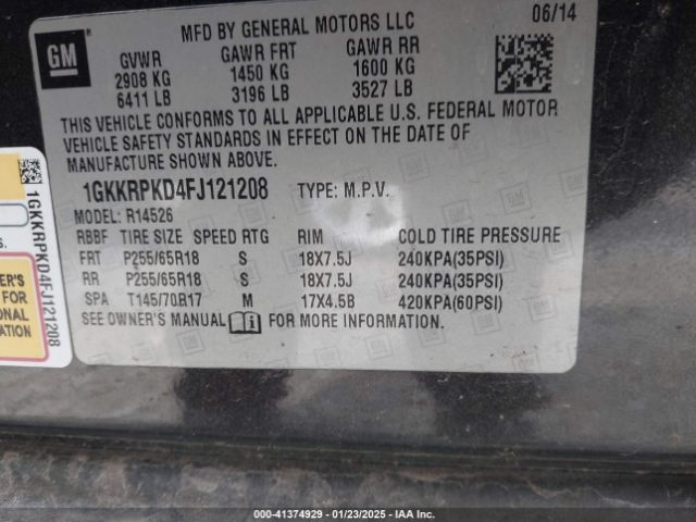 1GKKRPKD4FJ121208 GMC Acadia Sle-2
