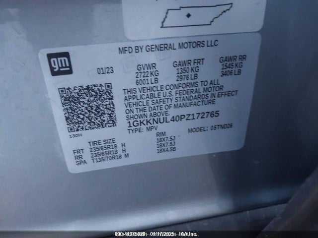 1GKKNUL40PZ172765 GMC Acadia Awd Slt
