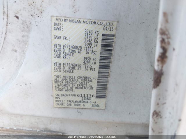 5N1BA0NF7FN611136 Nissan Armada Platinum