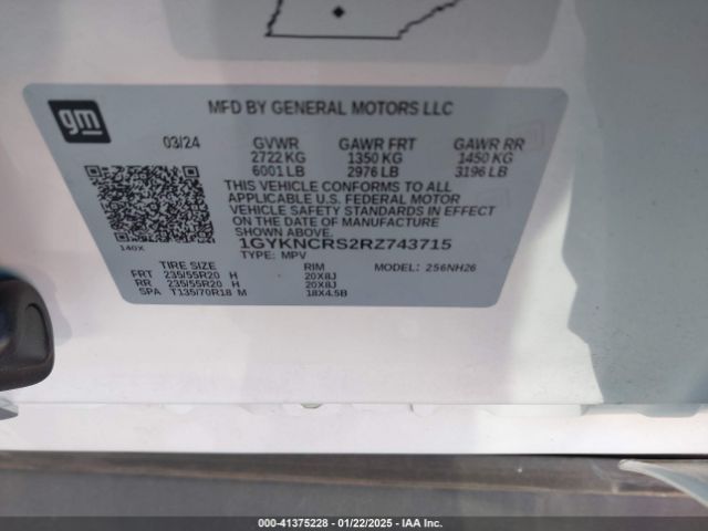 1GYKNCRS2RZ743715 Cadillac Xt5 Fwd Premium Luxury
