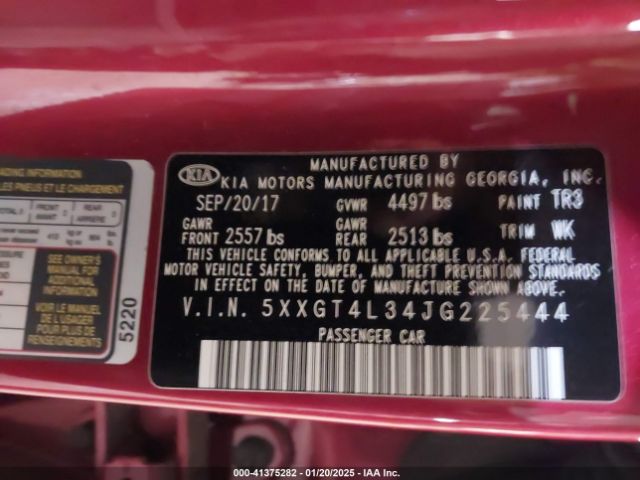 5XXGT4L34JG225444 KIA Optima S