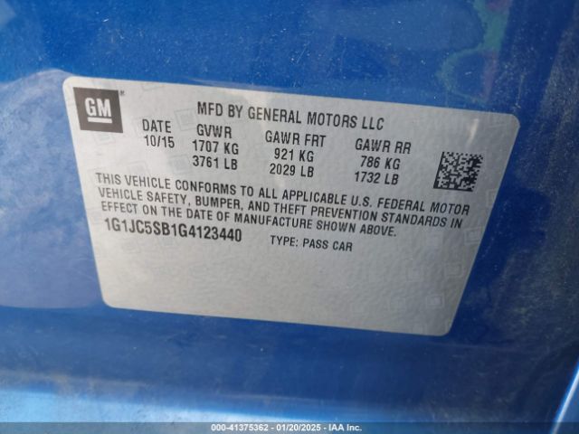 1G1JC5SB1G4123440 Chevrolet Sonic Lt Auto