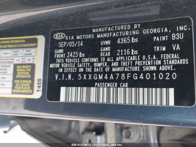 KIA Optima Lx 2015 5XXGM4A78FG401020 Image 9