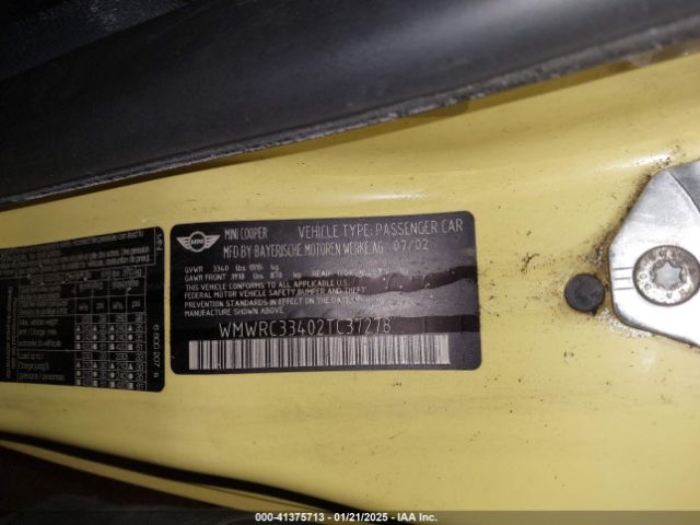 2002 MINI COOPER WMWRC33402TC37278 Photo 8