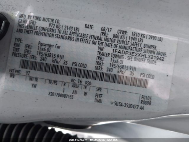 1FADP3E2XHL321942 Ford FOCUS S