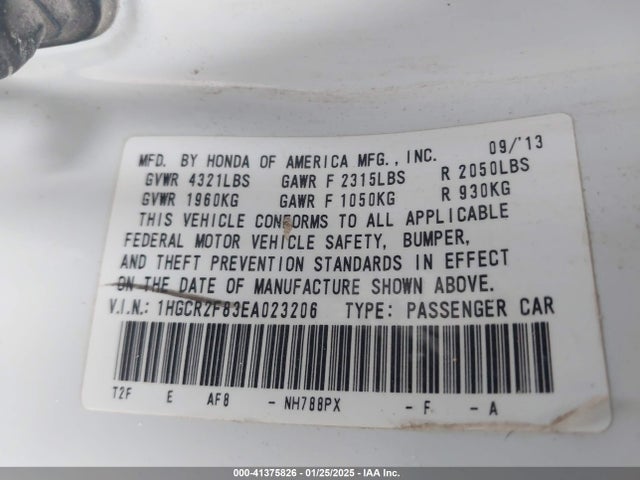 Honda Accord Ex-l 2014 1HGCR2F83EA023206 Image 9