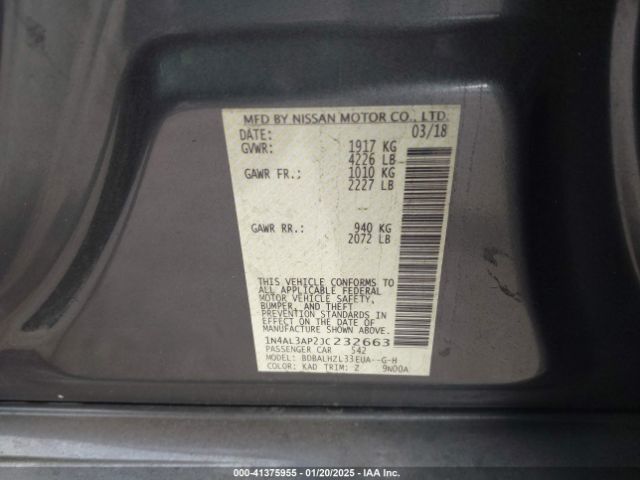 1N4AL3AP2JC232663 Nissan Altima 2.5 Sr