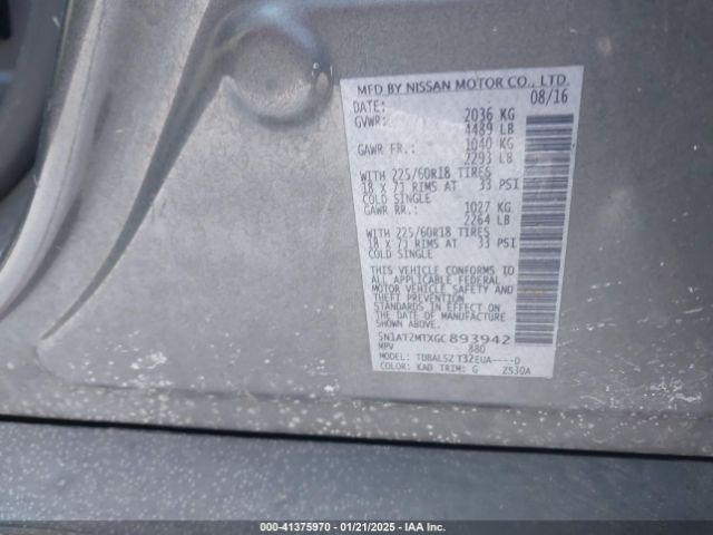 5N1AT2MTXGC893942 Nissan Rogue Sl