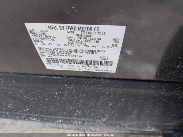 Ford EXPLORER XLT 2015 1FM5K7D82FGC57729 Image 9