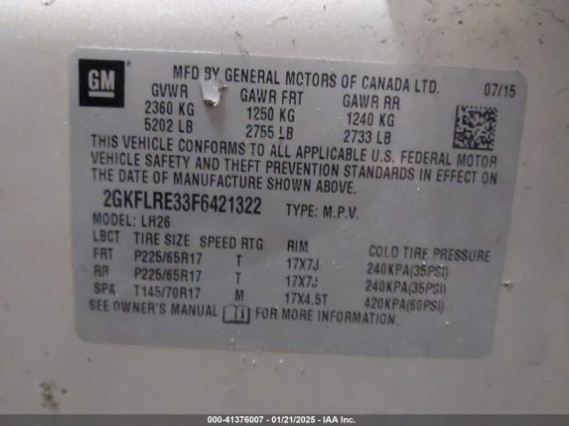 2GKFLRE33F6421322 GMC Terrain Sle-2