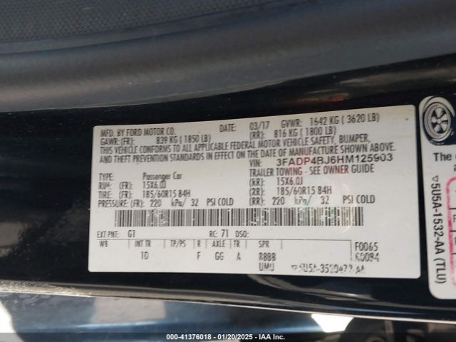 3FADP4BJ6HM125903 Ford FIESTA SE