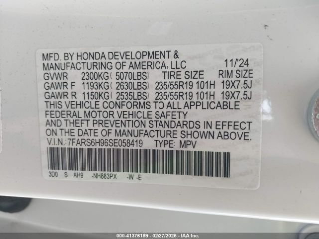 7FARS6H96SE058419 Honda Cr-v Hybrid Sport Touring