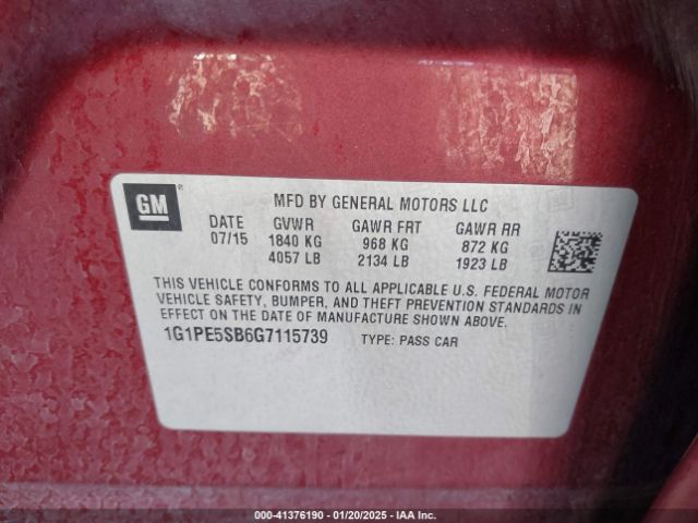 1G1PE5SB6G7115739 Chevrolet Cruze Limited 1lt Auto