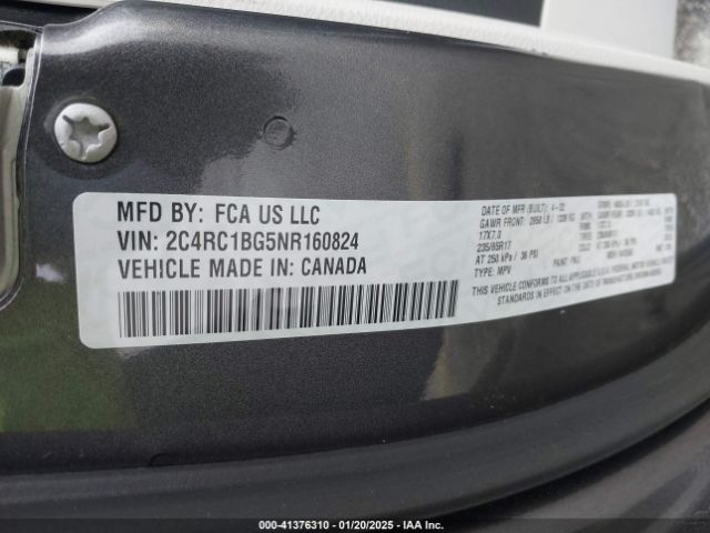 2C4RC1BG5NR160824 Chrysler Pacifica Touring L