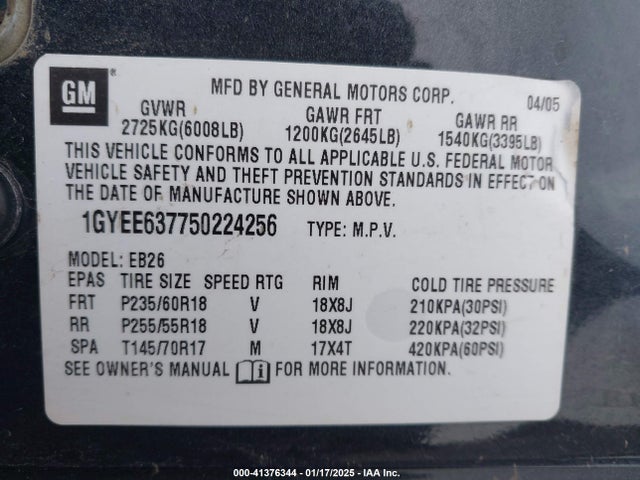 2005 CADILLAC SRX 1GYEE637750224256 Photo 8